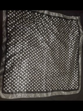 LV Black and White Patterned Silk Scarf - Designer Style